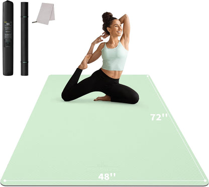 72''x48'' Large Yoga Mat, Extra Thick TPE Workout Mat | extra large exercise mat, non-slip TPE cushioning for joint relief, pilates stretching, apartment noise dampening