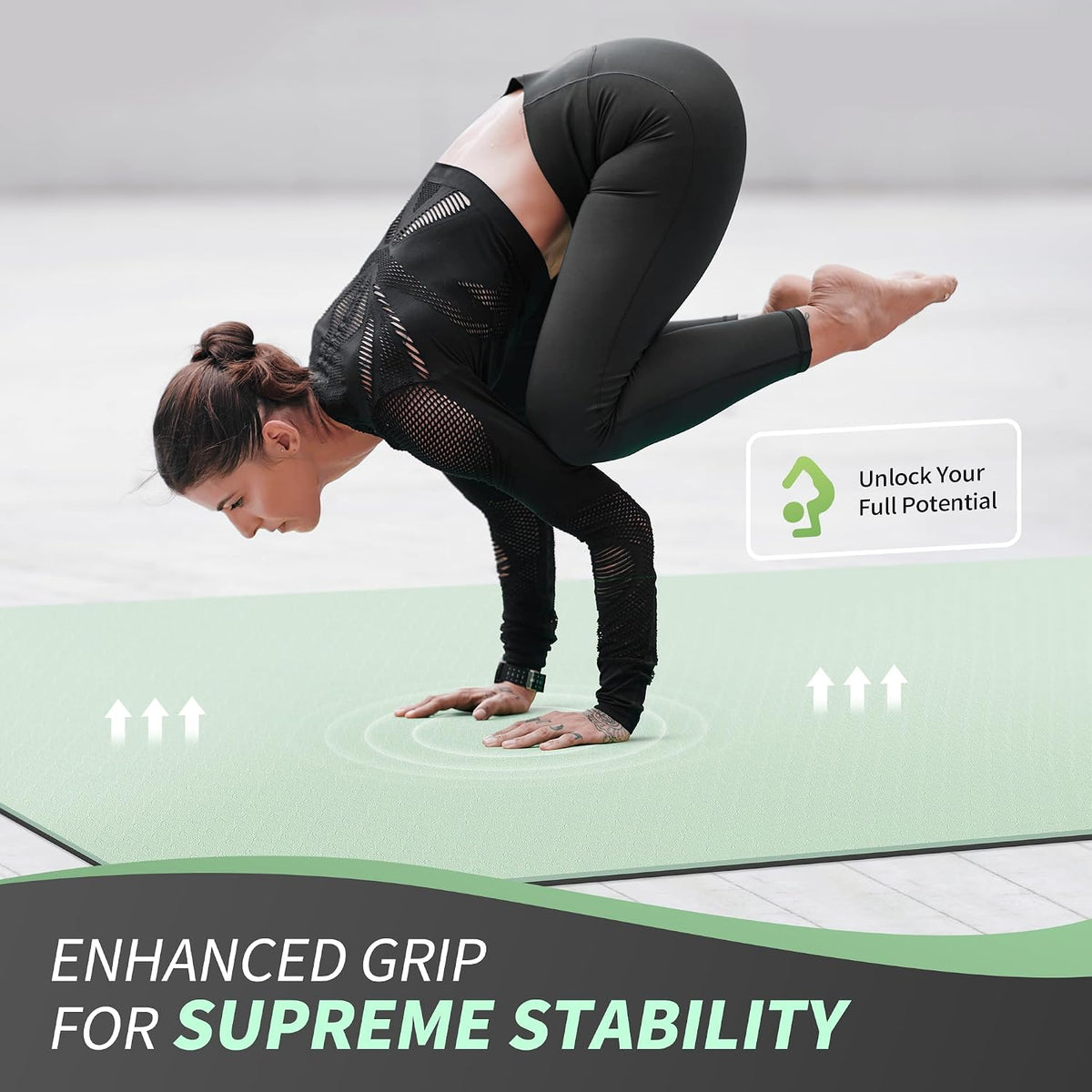 72''x48'' Large Yoga Mat, Extra Thick TPE Workout Mat | extra large exercise mat, non-slip TPE cushioning for joint relief, pilates stretching, apartment noise dampening