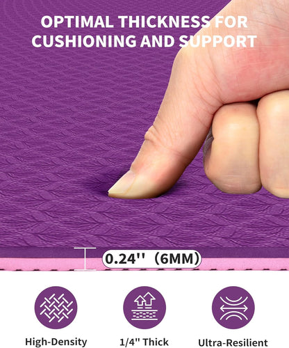 72''x48'' Large Yoga Mat, Extra Thick TPE Workout Mat | extra large exercise mat, non-slip TPE cushioning for joint relief, pilates stretching, apartment noise dampening