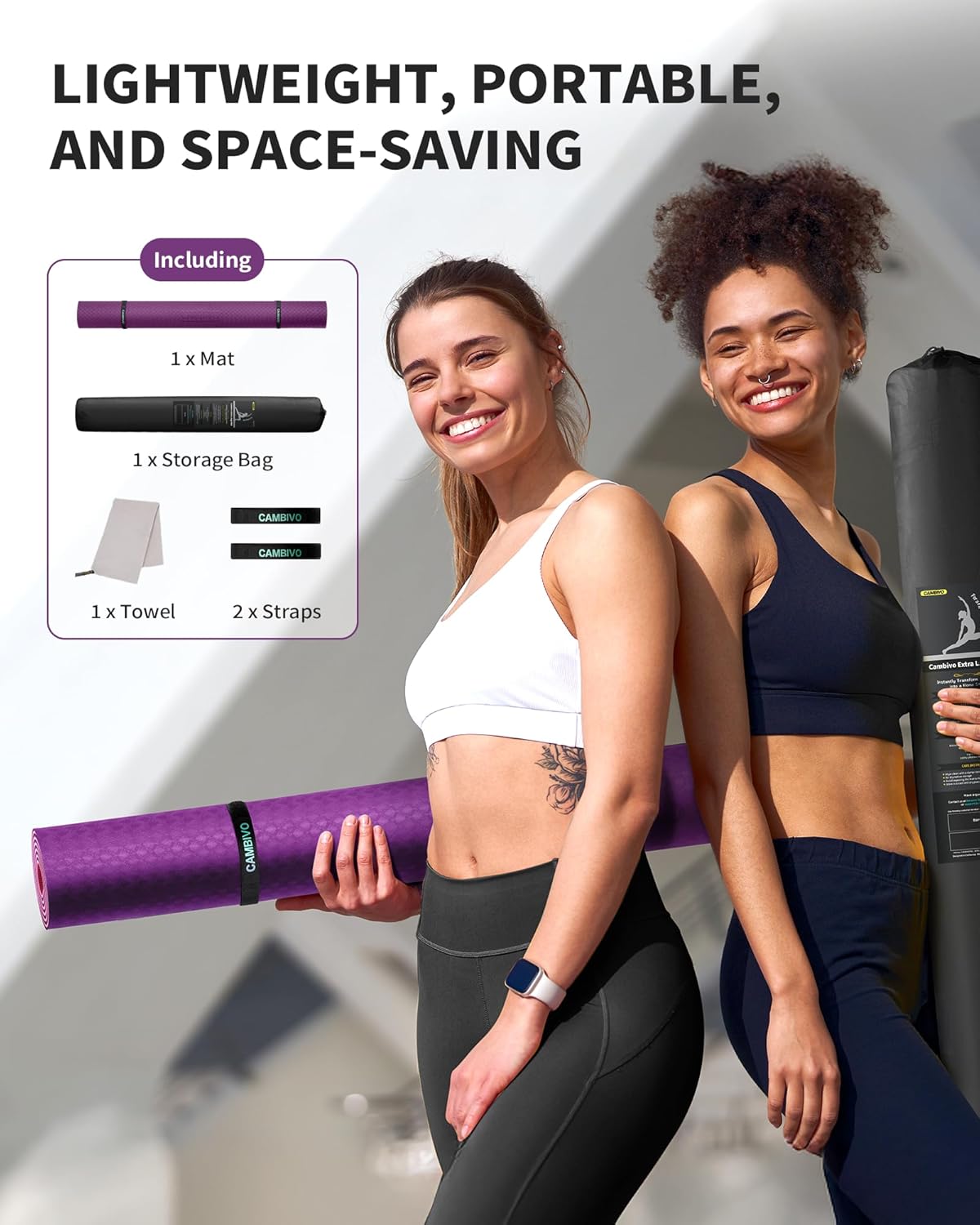 72''x48'' Large Yoga Mat, Extra Thick TPE Workout Mat | extra large exercise mat, non-slip TPE cushioning for joint relief, pilates stretching, apartment noise dampening