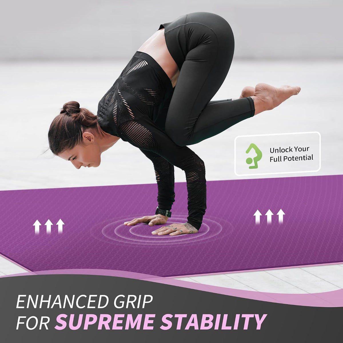 72''x48'' Large Yoga Mat, Extra Thick TPE Workout Mat | extra large exercise mat, non-slip TPE cushioning for joint relief, pilates stretching, apartment noise dampening