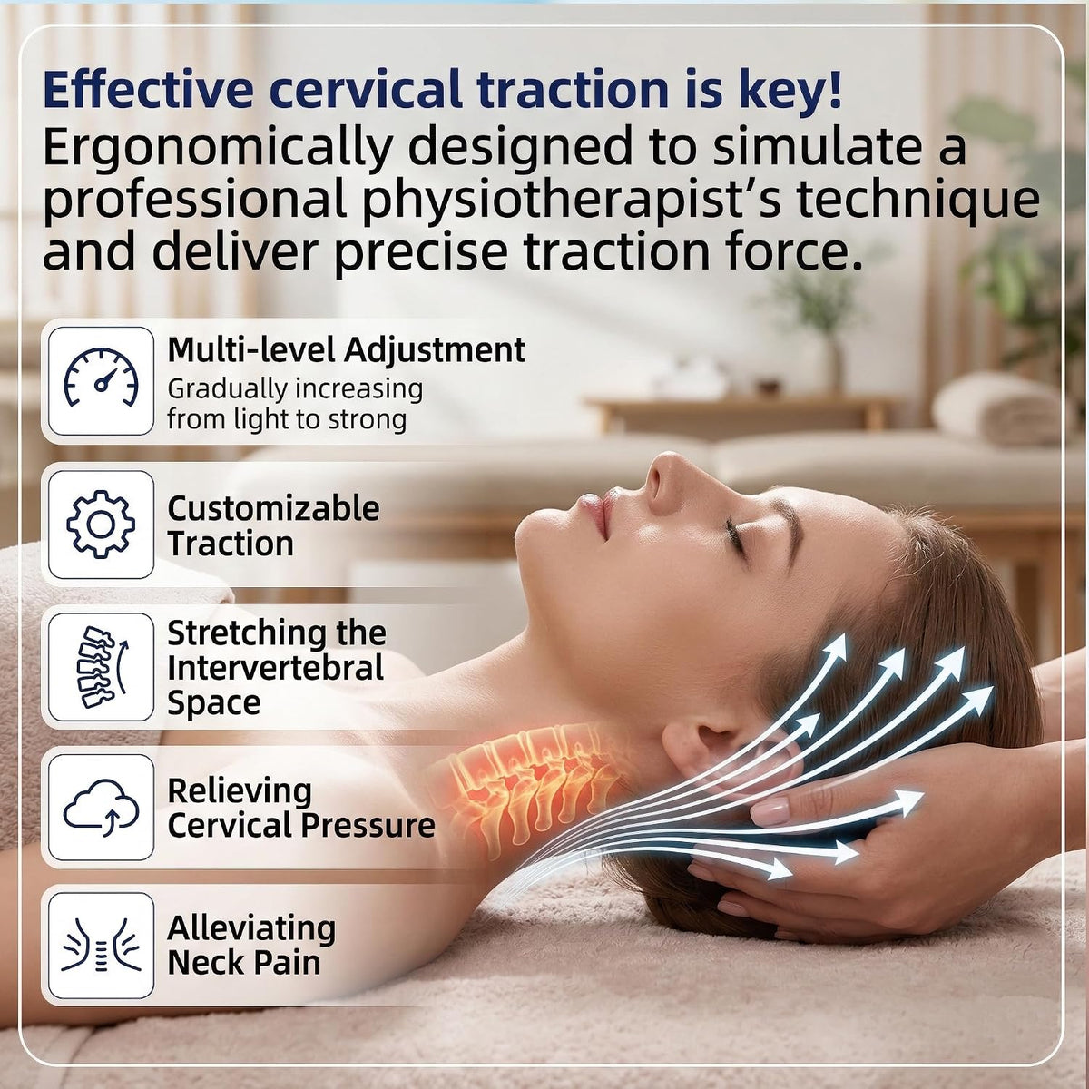 Neck Stretcher Cervical Traction, Neck Braces for Neck Pain and Support, Adjustable Cervical Traction Devices for Home Use, Neck Decompression Device and Revive Cervical Spine