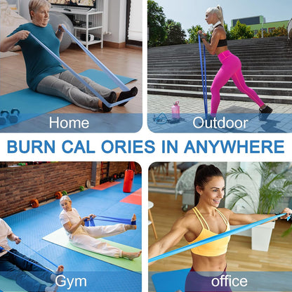 5 Pcs Professional Resistance Bands. Latex-Free, Pilates Band, Work Out Bands, Stretch Bands for Working Out Women or Men, Exercise Bands Set for Pilates, Physical Therapy, Yoga