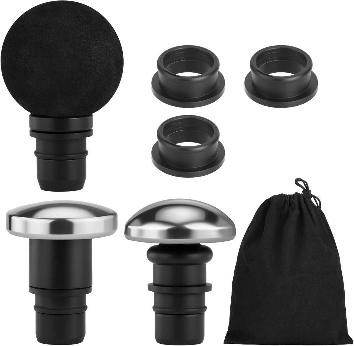 3 Pcs Massage Gun Heads Massager Gun Replaceable Attachment Adapter Deep Tissue Massager Gun Accessories for Runner Athletes Muscle Relaxation, Outer Dia.18.3-18.7 mm, with Mini Storage Bag