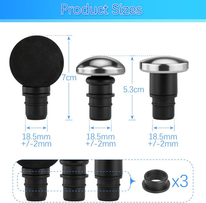 3 Pcs Massage Gun Heads Massager Gun Replaceable Attachment Adapter Deep Tissue Massager Gun Accessories for Runner Athletes Muscle Relaxation, Outer Dia.18.3-18.7 mm, with Mini Storage Bag