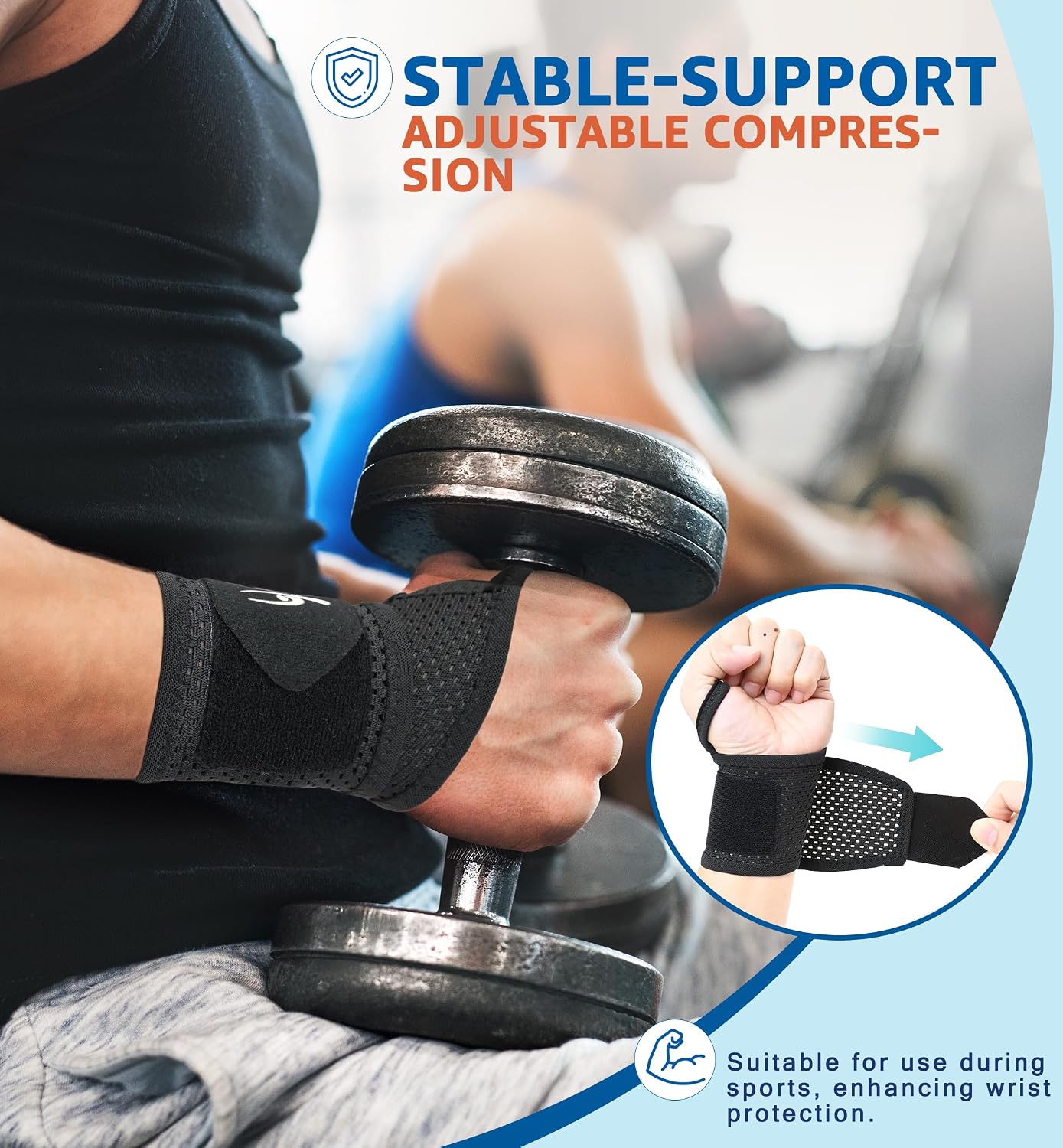 2-Pack Ultra-Thin Mesh Wrist Wraps - Breathable, Adjustable Wrist Support for Workouts & Daily Use - Unisex Wrist Brace for Pain Relief, Tendonitis, Carpal Tunnel - One Size Fits All (Black)
