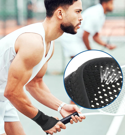 2-Pack Ultra-Thin Mesh Wrist Wraps - Breathable, Adjustable Wrist Support for Workouts & Daily Use - Unisex Wrist Brace for Pain Relief, Tendonitis, Carpal Tunnel - One Size Fits All (Black)