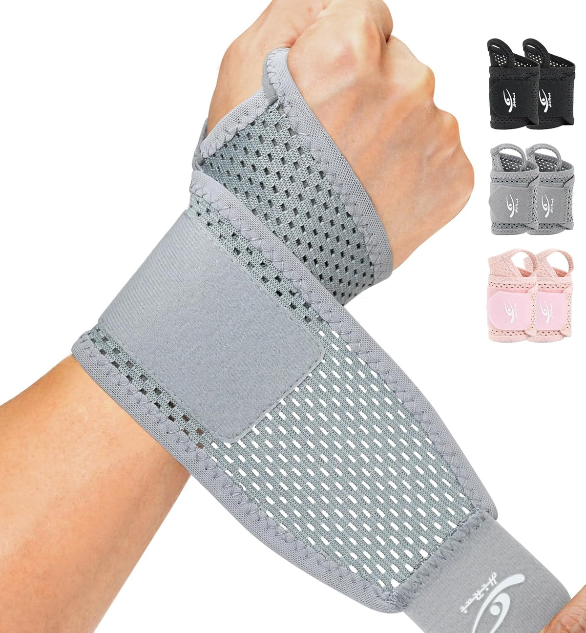 2-Pack Ultra-Thin Mesh Wrist Wraps - Breathable, Adjustable Wrist Support for Workouts & Daily Use - Unisex Wrist Brace for Pain Relief, Tendonitis, Carpal Tunnel - One Size Fits All (Black)