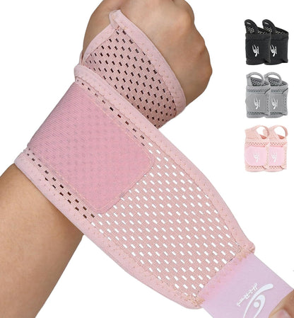 2-Pack Ultra-Thin Mesh Wrist Wraps - Breathable, Adjustable Wrist Support for Workouts & Daily Use - Unisex Wrist Brace for Pain Relief, Tendonitis, Carpal Tunnel - One Size Fits All (Black)