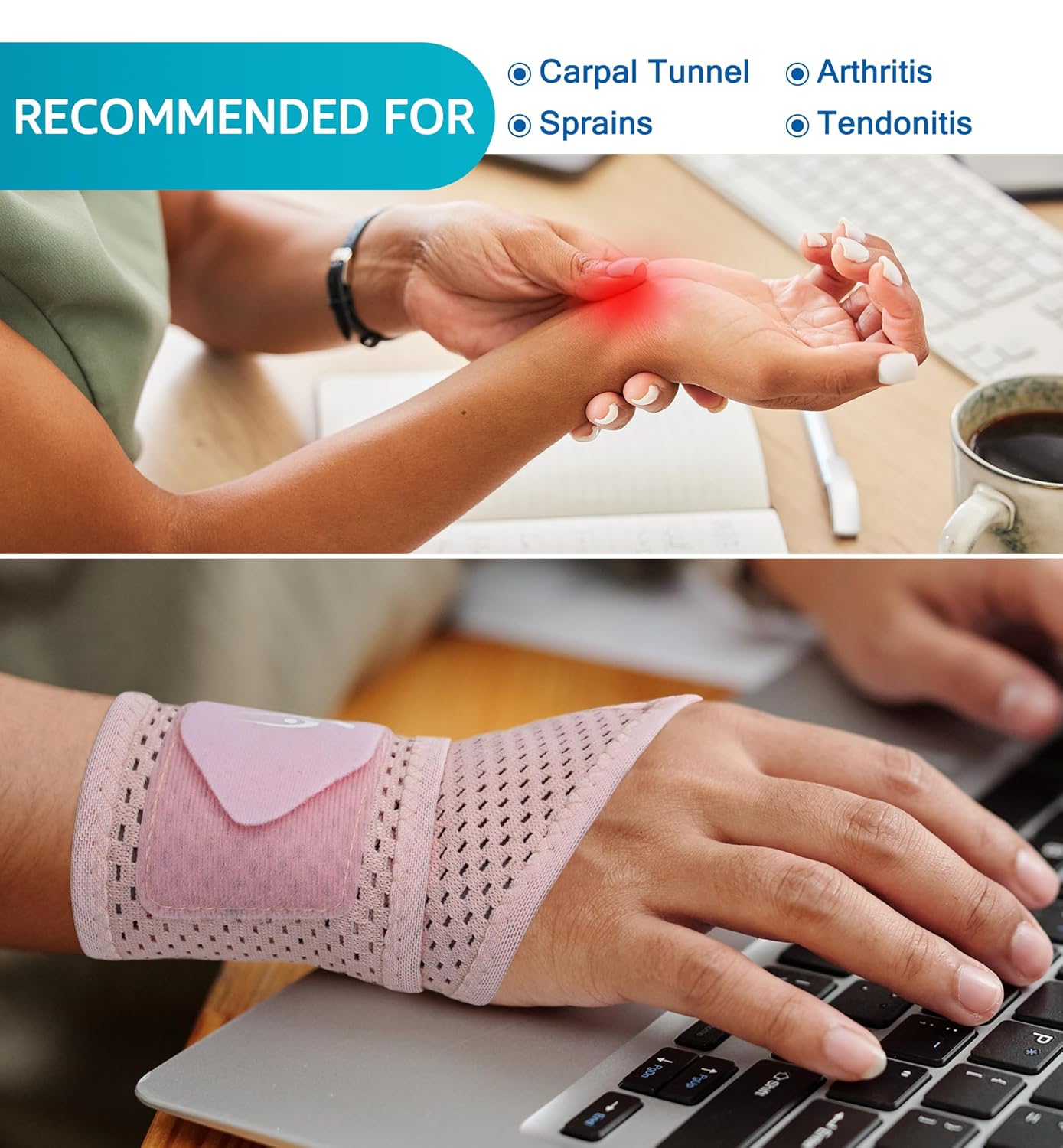 2-Pack Ultra-Thin Mesh Wrist Wraps - Breathable, Adjustable Wrist Support for Workouts & Daily Use - Unisex Wrist Brace for Pain Relief, Tendonitis, Carpal Tunnel - One Size Fits All (Black)
