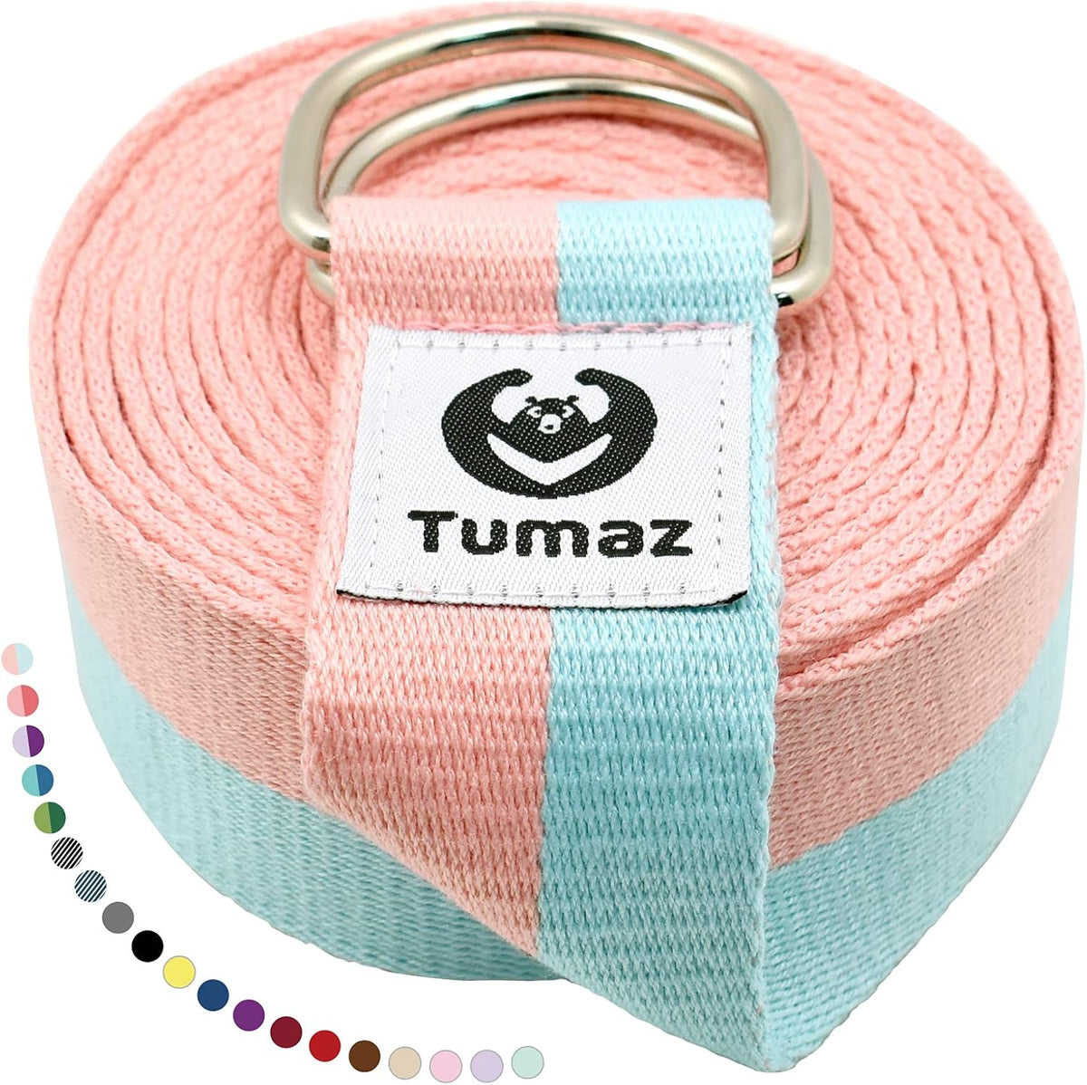 Yoga Strap for Stretching with Adjustable D-Ring, 6/8/10 ft | Adjustable D-Ring | Soft Cotton Blend | 15+ Colors | Non-Elastic Yoga Belt for Pilates Stretching & Physical Therapy