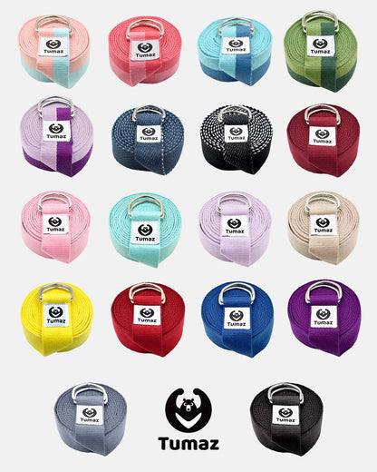 Yoga Strap for Stretching with Adjustable D-Ring, 6/8/10 ft | Adjustable D-Ring | Soft Cotton Blend | 15+ Colors | Non-Elastic Yoga Belt for Pilates Stretching & Physical Therapy