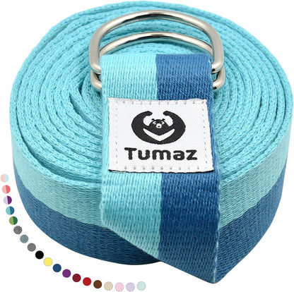Yoga Strap for Stretching with Adjustable D-Ring, 6/8/10 ft | Adjustable D-Ring | Soft Cotton Blend | 15+ Colors | Non-Elastic Yoga Belt for Pilates Stretching & Physical Therapy