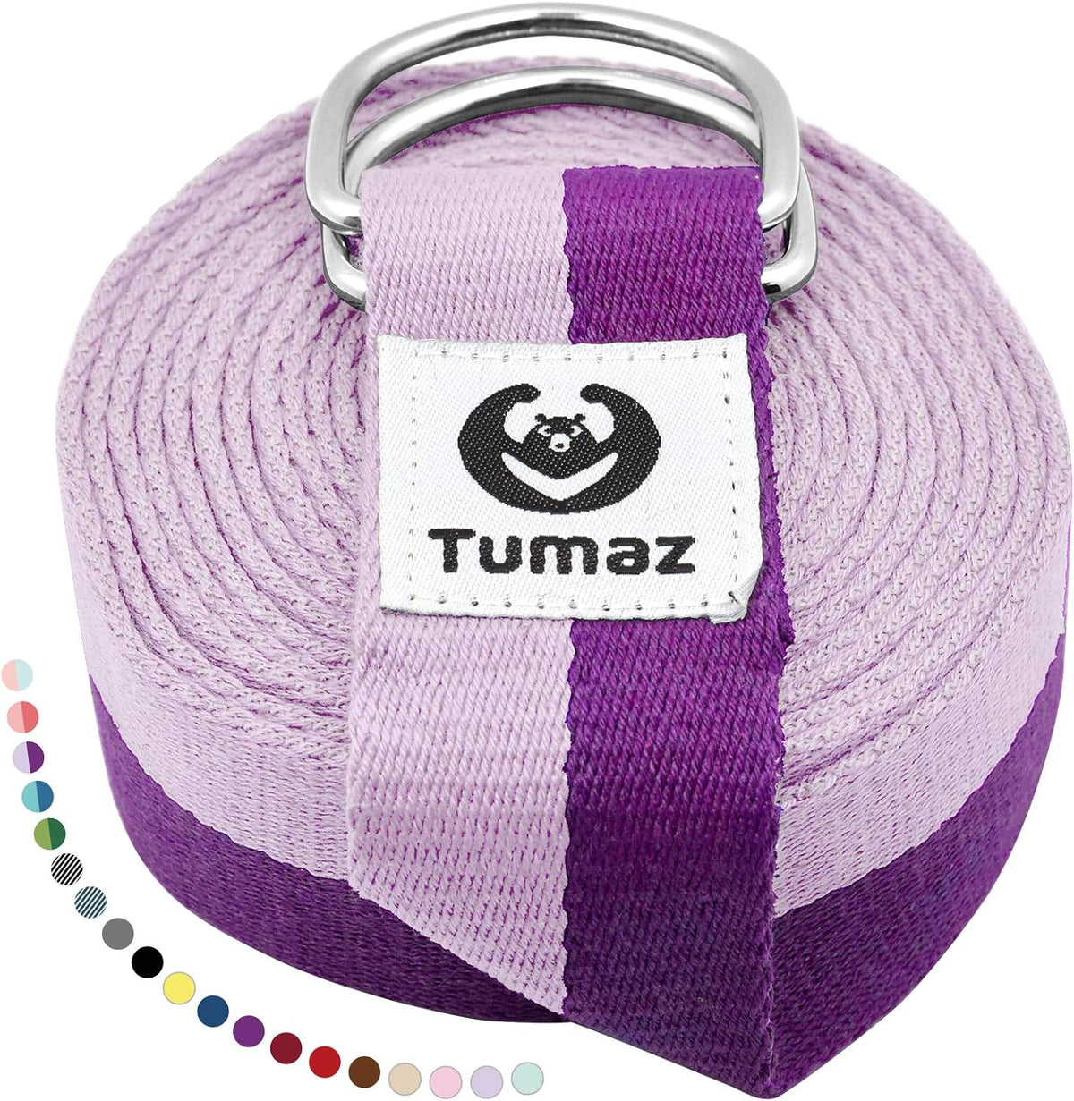 Yoga Strap for Stretching with Adjustable D-Ring, 6/8/10 ft | Adjustable D-Ring | Soft Cotton Blend | 15+ Colors | Non-Elastic Yoga Belt for Pilates Stretching & Physical Therapy