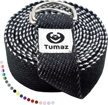 Yoga Strap for Stretching with Adjustable D-Ring, 6/8/10 ft | Adjustable D-Ring | Soft Cotton Blend | 15+ Colors | Non-Elastic Yoga Belt for Pilates Stretching & Physical Therapy