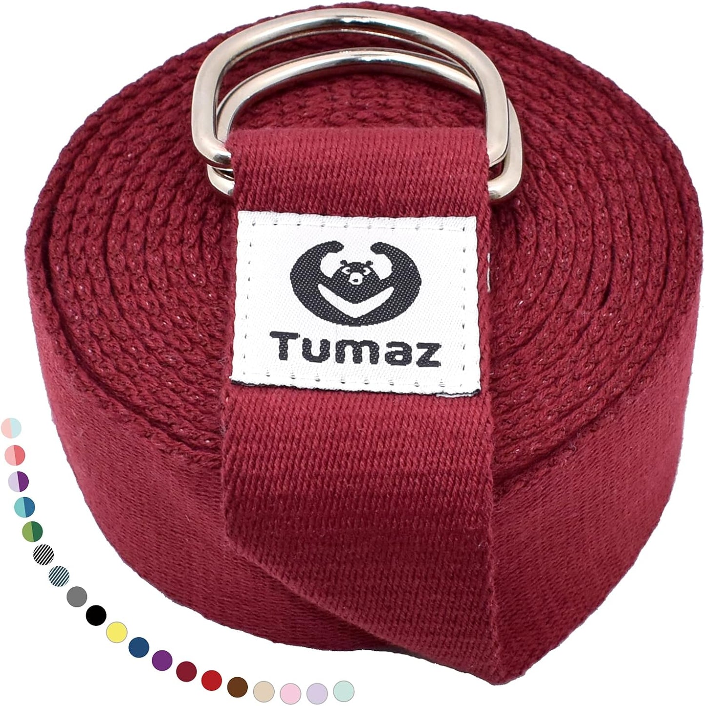Yoga Strap for Stretching with Adjustable D-Ring, 6/8/10 ft | Adjustable D-Ring | Soft Cotton Blend | 15+ Colors | Non-Elastic Yoga Belt for Pilates Stretching & Physical Therapy