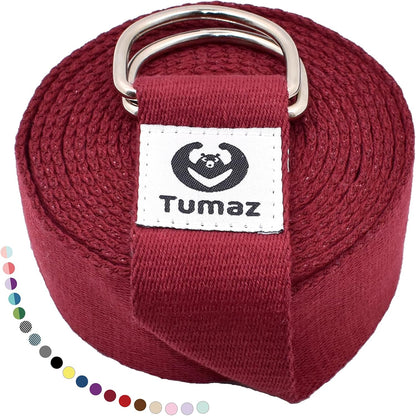 Yoga Strap for Stretching with Adjustable D-Ring, 6/8/10 ft | Adjustable D-Ring | Soft Cotton Blend | 15+ Colors | Non-Elastic Yoga Belt for Pilates Stretching & Physical Therapy