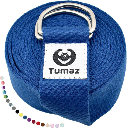Yoga Strap for Stretching with Adjustable D-Ring, 6/8/10 ft | Adjustable D-Ring | Soft Cotton Blend | 15+ Colors | Non-Elastic Yoga Belt for Pilates Stretching & Physical Therapy