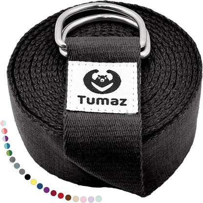 Yoga Strap for Stretching with Adjustable D-Ring, 6/8/10 ft | Adjustable D-Ring | Soft Cotton Blend | 15+ Colors | Non-Elastic Yoga Belt for Pilates Stretching & Physical Therapy