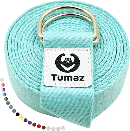 Yoga Strap for Stretching with Adjustable D-Ring, 6/8/10 ft | Adjustable D-Ring | Soft Cotton Blend | 15+ Colors | Non-Elastic Yoga Belt for Pilates Stretching & Physical Therapy