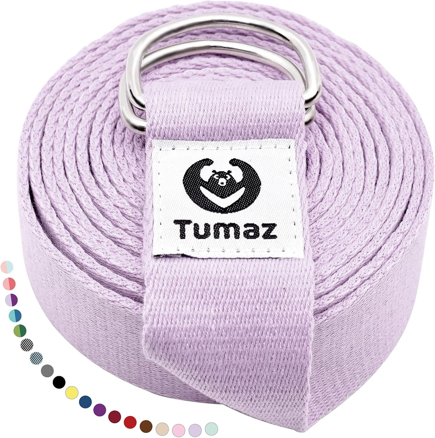 Yoga Strap for Stretching with Adjustable D-Ring, 6/8/10 ft | Adjustable D-Ring | Soft Cotton Blend | 15+ Colors | Non-Elastic Yoga Belt for Pilates Stretching & Physical Therapy