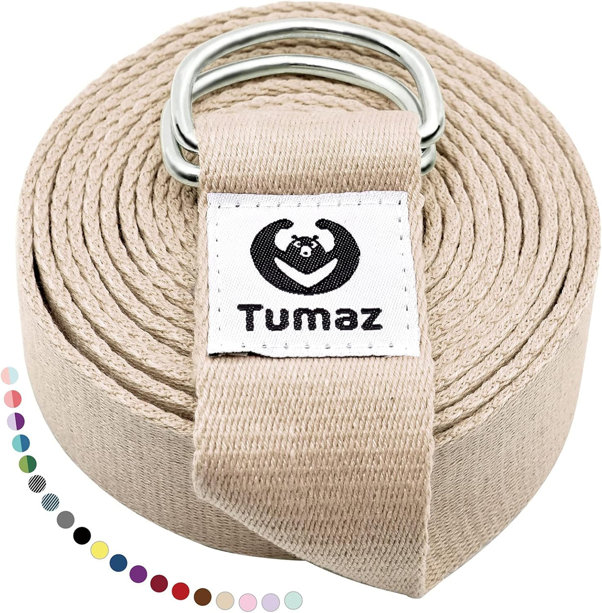 Yoga Strap for Stretching with Adjustable D-Ring, 6/8/10 ft | Adjustable D-Ring | Soft Cotton Blend | 15+ Colors | Non-Elastic Yoga Belt for Pilates Stretching & Physical Therapy