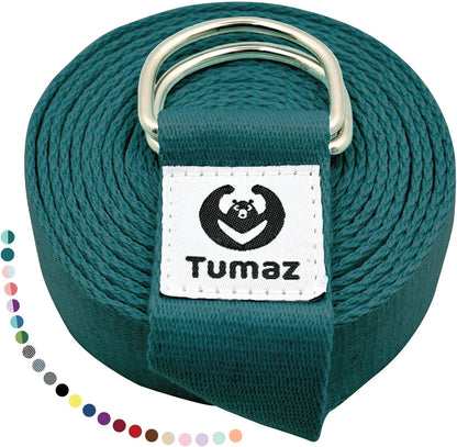 Yoga Strap for Stretching with Adjustable D-Ring, 6/8/10 ft | Adjustable D-Ring | Soft Cotton Blend | 15+ Colors | Non-Elastic Yoga Belt for Pilates Stretching & Physical Therapy