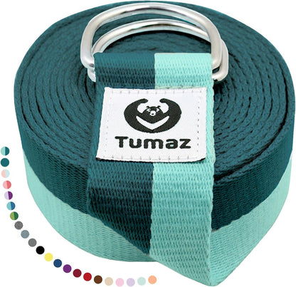 Yoga Strap for Stretching with Adjustable D-Ring, 6/8/10 ft | Adjustable D-Ring | Soft Cotton Blend | 15+ Colors | Non-Elastic Yoga Belt for Pilates Stretching & Physical Therapy