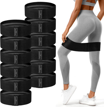 12 Pcs Fabric Resistance Bands for Working Out Non-Slip Booty Exercise Loop Bands for Women Men Glutes Hip Thigh Butt Yoga Pilates Fitness Gym, Light Medium Heavy