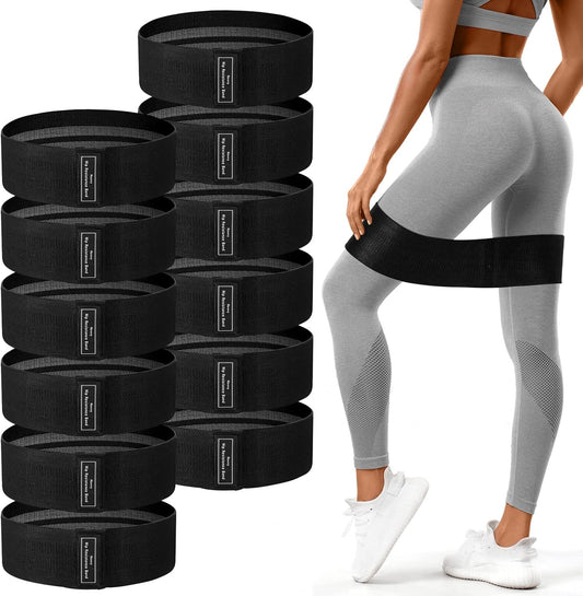12 Pcs Fabric Resistance Bands for Working Out Non-Slip Booty Exercise Loop Bands for Women Men Glutes Hip Thigh Butt Yoga Pilates Fitness Gym, Light Medium Heavy