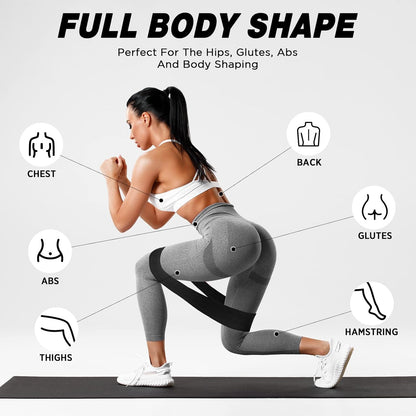 12 Pcs Fabric Resistance Bands for Working Out Non-Slip Booty Exercise Loop Bands for Women Men Glutes Hip Thigh Butt Yoga Pilates Fitness Gym, Light Medium Heavy