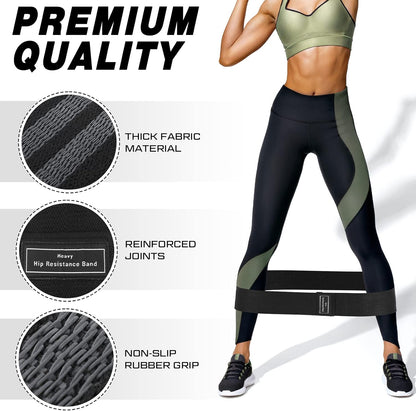 12 Pcs Fabric Resistance Bands for Working Out Non-Slip Booty Exercise Loop Bands for Women Men Glutes Hip Thigh Butt Yoga Pilates Fitness Gym, Light Medium Heavy