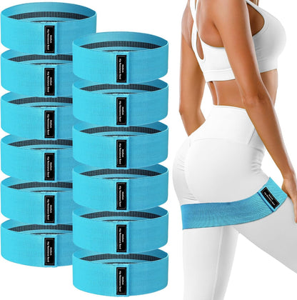 12 Pcs Fabric Resistance Bands for Working Out Non-Slip Booty Exercise Loop Bands for Women Men Glutes Hip Thigh Butt Yoga Pilates Fitness Gym, Light Medium Heavy