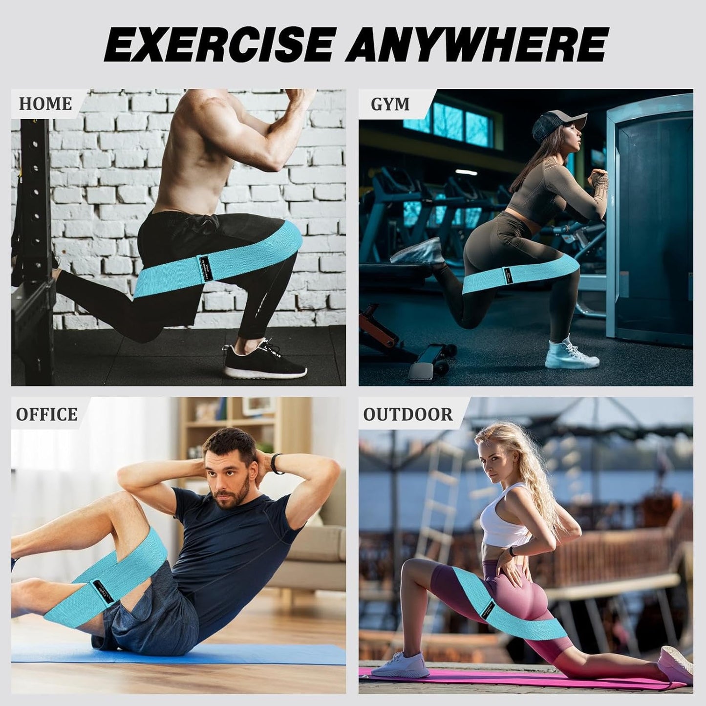 12 Pcs Fabric Resistance Bands for Working Out Non-Slip Booty Exercise Loop Bands for Women Men Glutes Hip Thigh Butt Yoga Pilates Fitness Gym, Light Medium Heavy
