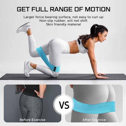 12 Pcs Fabric Resistance Bands for Working Out Non-Slip Booty Exercise Loop Bands for Women Men Glutes Hip Thigh Butt Yoga Pilates Fitness Gym, Light Medium Heavy