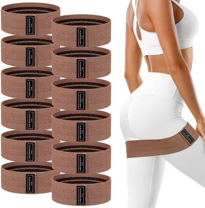 12 Pcs Fabric Resistance Bands for Working Out Non-Slip Booty Exercise Loop Bands for Women Men Glutes Hip Thigh Butt Yoga Pilates Fitness Gym, Light Medium Heavy