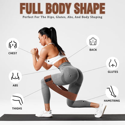 12 Pcs Fabric Resistance Bands for Working Out Non-Slip Booty Exercise Loop Bands for Women Men Glutes Hip Thigh Butt Yoga Pilates Fitness Gym, Light Medium Heavy