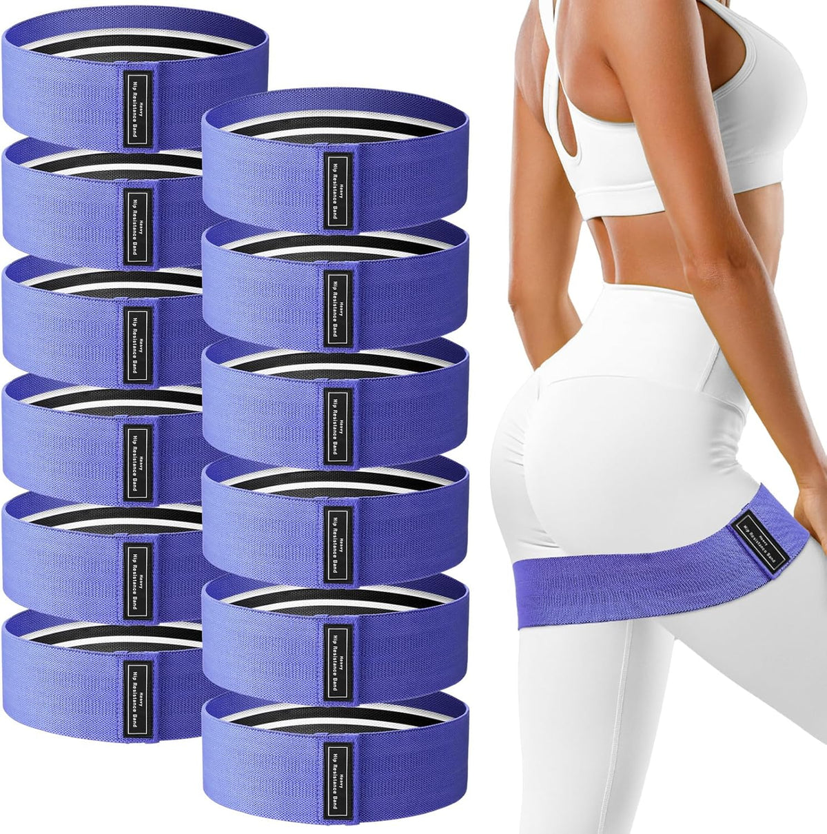12 Pcs Fabric Resistance Bands for Working Out Non-Slip Booty Exercise Loop Bands for Women Men Glutes Hip Thigh Butt Yoga Pilates Fitness Gym, Light Medium Heavy