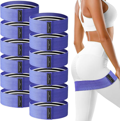 12 Pcs Fabric Resistance Bands for Working Out Non-Slip Booty Exercise Loop Bands for Women Men Glutes Hip Thigh Butt Yoga Pilates Fitness Gym, Light Medium Heavy