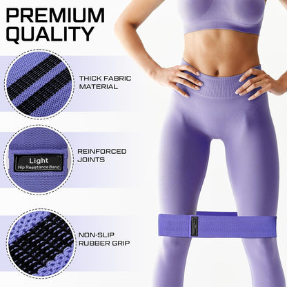 12 Pcs Fabric Resistance Bands for Working Out Non-Slip Booty Exercise Loop Bands for Women Men Glutes Hip Thigh Butt Yoga Pilates Fitness Gym, Light Medium Heavy