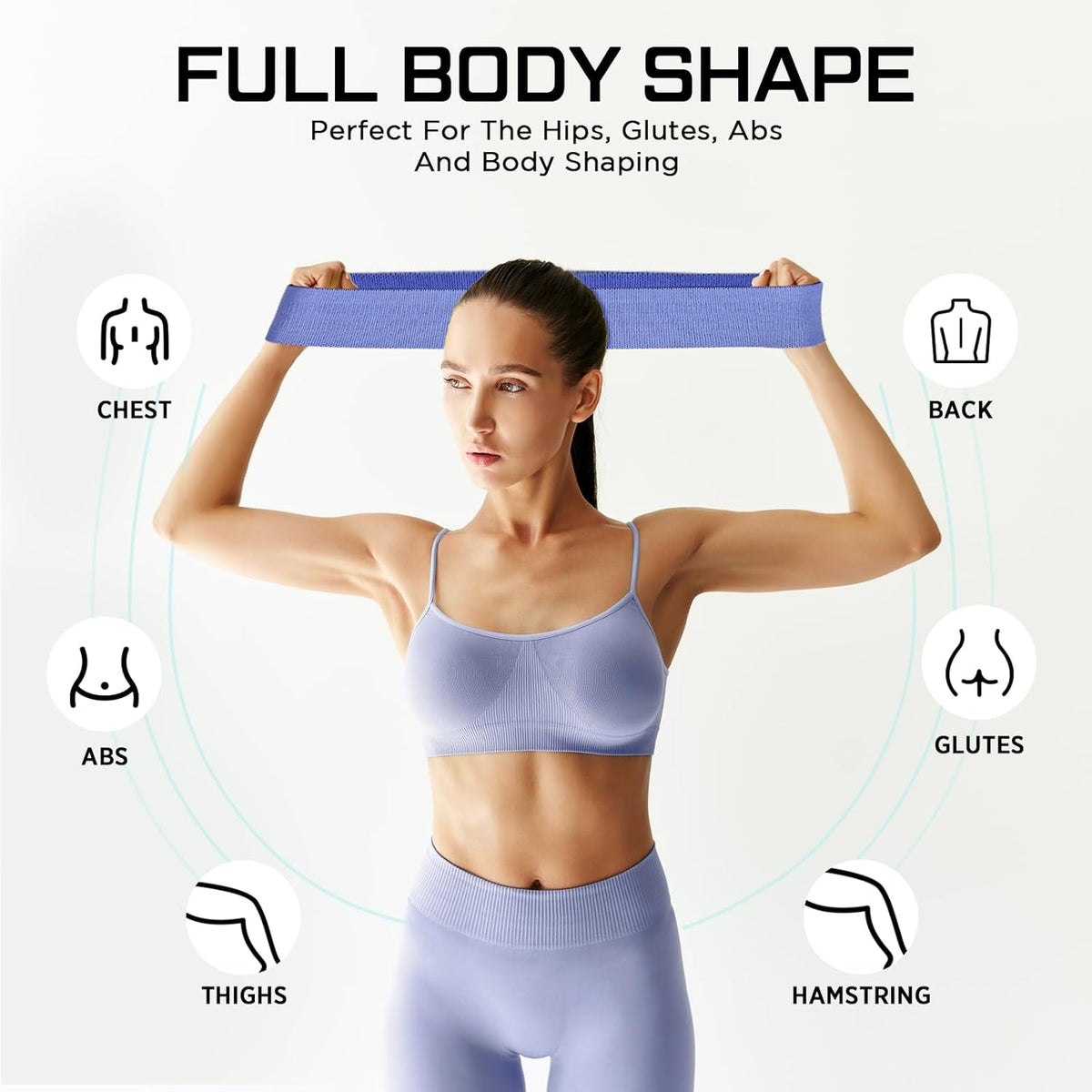 12 Pcs Fabric Resistance Bands for Working Out Non-Slip Booty Exercise Loop Bands for Women Men Glutes Hip Thigh Butt Yoga Pilates Fitness Gym, Light Medium Heavy