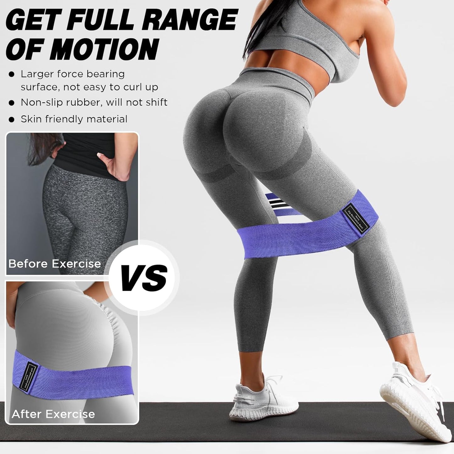 12 Pcs Fabric Resistance Bands for Working Out Non-Slip Booty Exercise Loop Bands for Women Men Glutes Hip Thigh Butt Yoga Pilates Fitness Gym, Light Medium Heavy