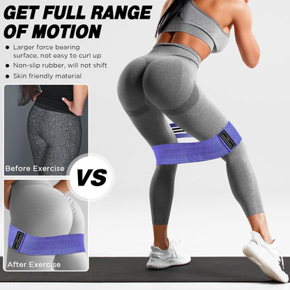 12 Pcs Fabric Resistance Bands for Working Out Non-Slip Booty Exercise Loop Bands for Women Men Glutes Hip Thigh Butt Yoga Pilates Fitness Gym, Light Medium Heavy