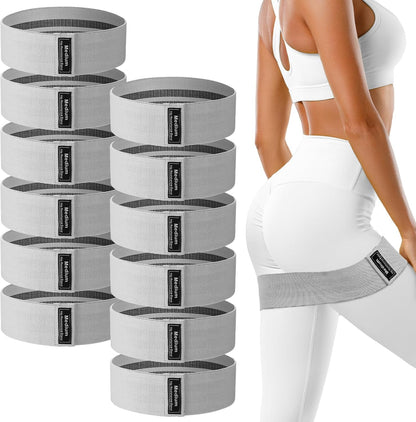 12 Pcs Fabric Resistance Bands for Working Out Non-Slip Booty Exercise Loop Bands for Women Men Glutes Hip Thigh Butt Yoga Pilates Fitness Gym, Light Medium Heavy
