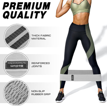 12 Pcs Fabric Resistance Bands for Working Out Non-Slip Booty Exercise Loop Bands for Women Men Glutes Hip Thigh Butt Yoga Pilates Fitness Gym, Light Medium Heavy
