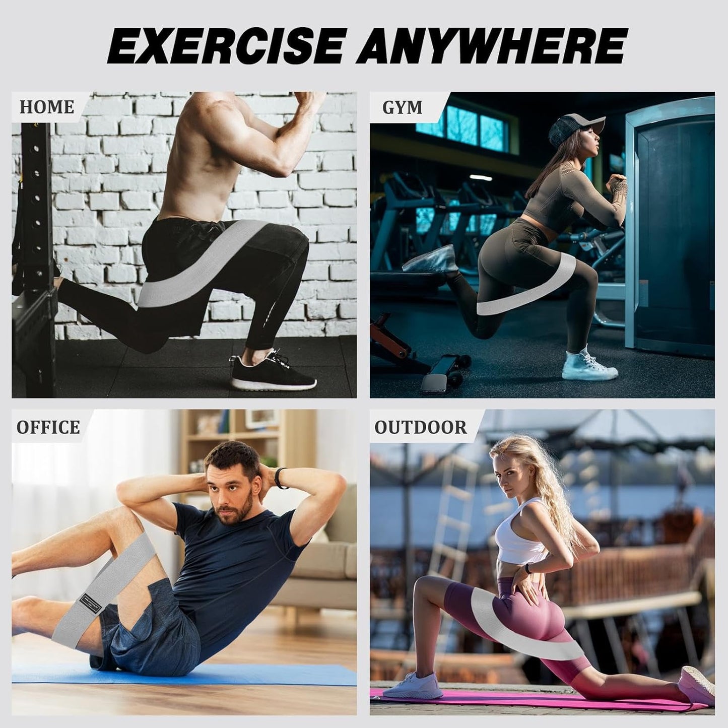 12 Pcs Fabric Resistance Bands for Working Out Non-Slip Booty Exercise Loop Bands for Women Men Glutes Hip Thigh Butt Yoga Pilates Fitness Gym, Light Medium Heavy