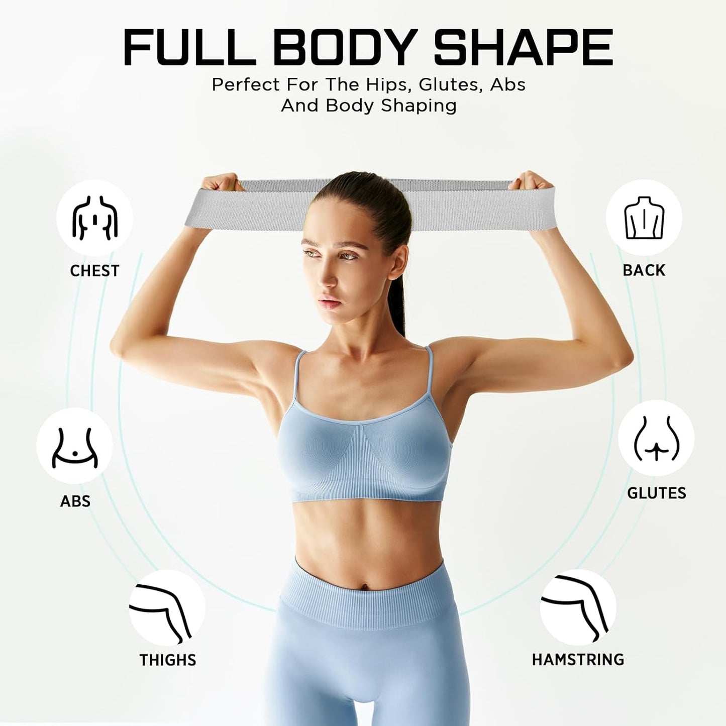 12 Pcs Fabric Resistance Bands for Working Out Non-Slip Booty Exercise Loop Bands for Women Men Glutes Hip Thigh Butt Yoga Pilates Fitness Gym, Light Medium Heavy