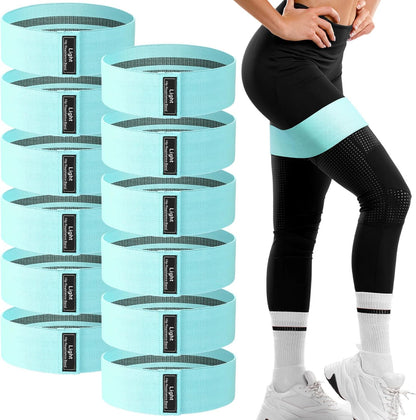 12 Pcs Fabric Resistance Bands for Working Out Non-Slip Booty Exercise Loop Bands for Women Men Glutes Hip Thigh Butt Yoga Pilates Fitness Gym, Light Medium Heavy