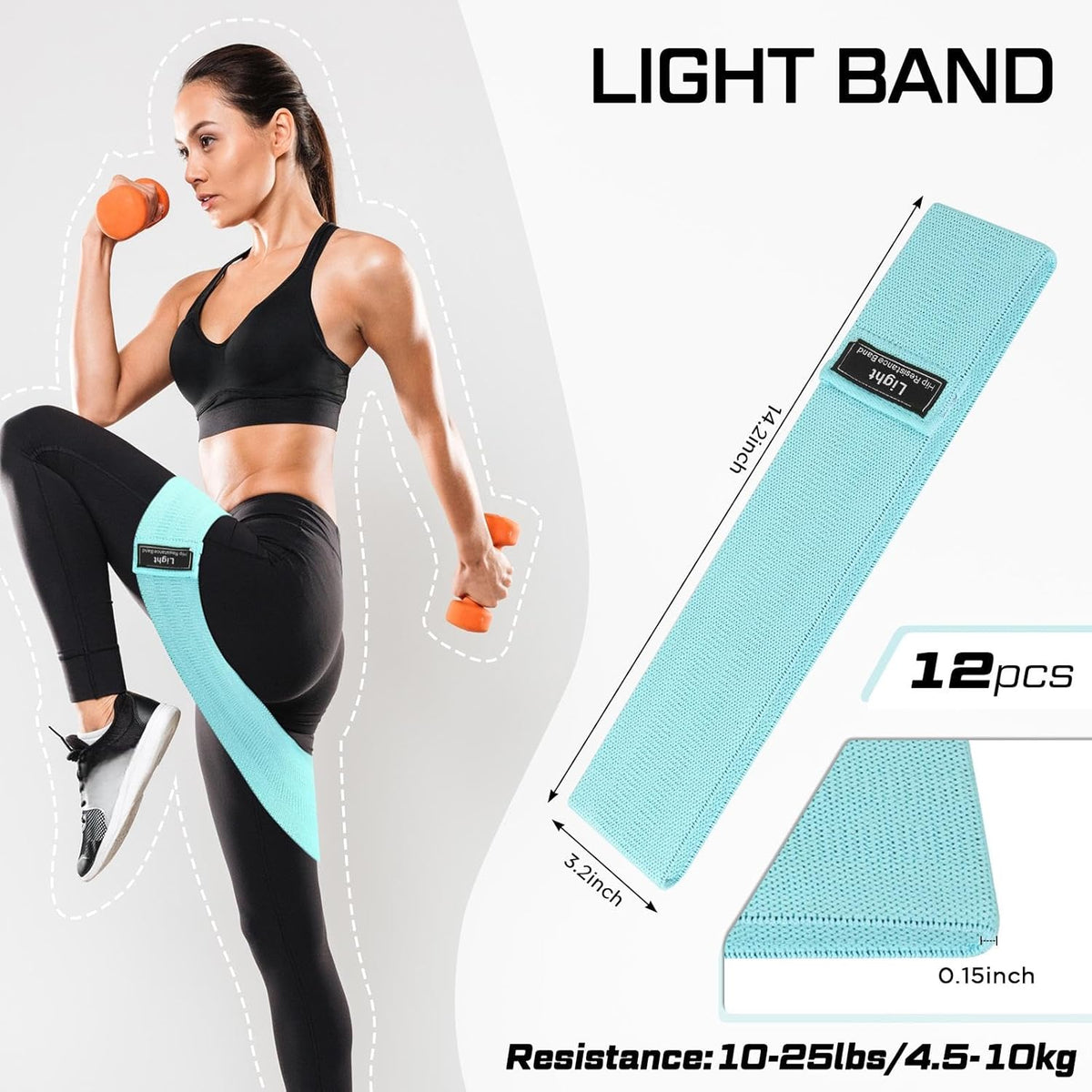 12 Pcs Fabric Resistance Bands for Working Out Non-Slip Booty Exercise Loop Bands for Women Men Glutes Hip Thigh Butt Yoga Pilates Fitness Gym, Light Medium Heavy