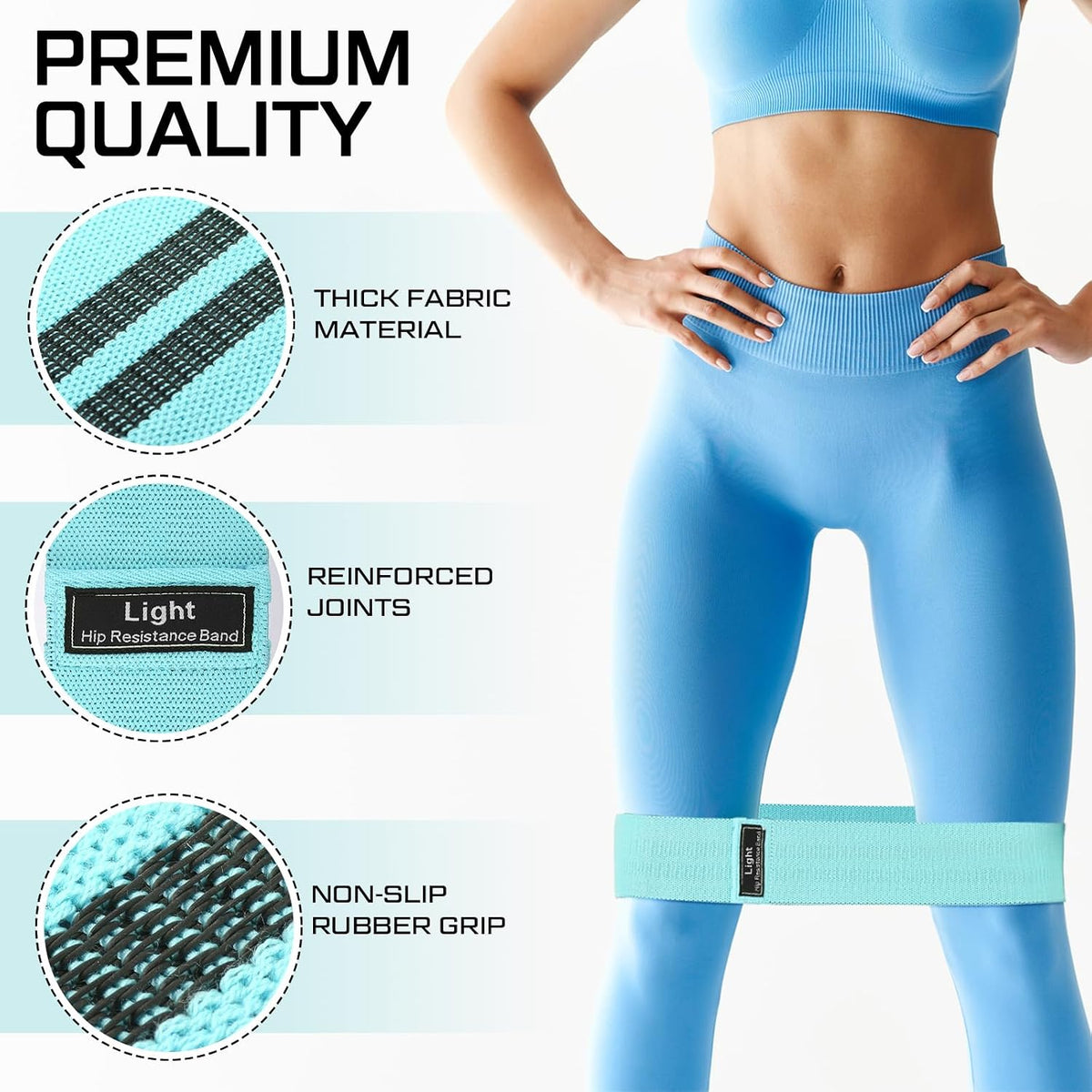 12 Pcs Fabric Resistance Bands for Working Out Non-Slip Booty Exercise Loop Bands for Women Men Glutes Hip Thigh Butt Yoga Pilates Fitness Gym, Light Medium Heavy